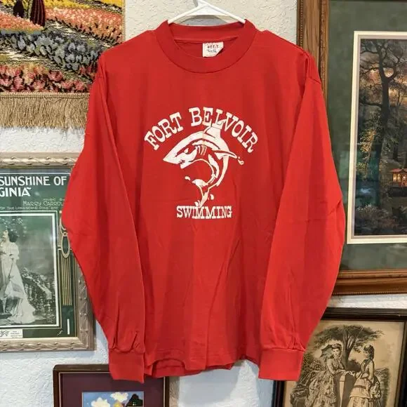 Vintage 70s/80s RARE Fort Belvoir D.C. Military Swimming Shirt Size Large - Picture 1 of 6